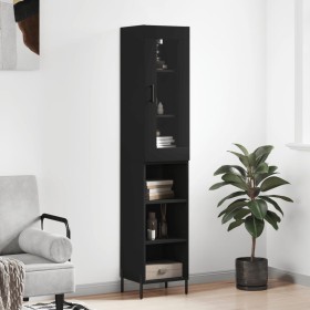 Aparador de madera contrachapada negro 34,5x34x180 cm de vidaXL, Aparadores - Ref: Foro24-3199370, Precio: 97,14 €, Descuento: %