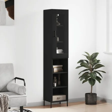 Schwarzes Sperrholz-Sideboard 34,5 x 34 x 180 cm von vidaXL, Sideboards - Ref: Foro24-3199370, Preis: 95,95 €, Rabatt: %