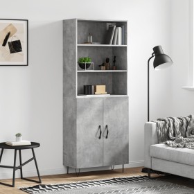 Aparador alto madera contrachapada gris hormigón 69,5x34x180 cm de vidaXL, Aparadores - Ref: Foro24-3189249, Precio: 128,93 €...