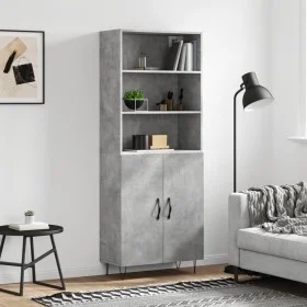 Concrete gray plywood tall sideboard 69.5x34x180 cm by vidaXL, Sideboards - Ref: Foro24-3189249, Price: 121,81 €, Discount: %