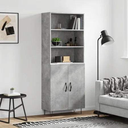 Aparador alto madera contrachapada gris hormigón 69,5x34x180 cm de vidaXL, Aparadores - Ref: Foro24-3189249, Precio: 121,51 €...
