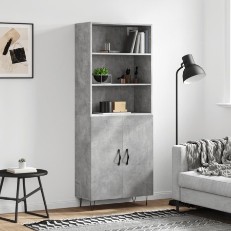 Hohes Sideboard aus betongrauem Sperrholz, 69,5 x 34 x 180 cm von vidaXL, Sideboards - Ref: Foro24-3189249, Preis: 128,93 €, ...