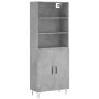 Aparador alto madera contrachapada gris hormigón 69,5x34x180 cm de vidaXL, Aparadores - Ref: Foro24-3189249, Precio: 121,51 €...