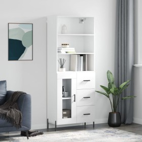 Hohes weißes Sperrholz-Sideboard 69,5 x 34 x 180 cm von vidaXL, Sideboards - Ref: Foro24-3189517, Preis: 170,69 €, Rabatt: %