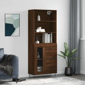 Aparador alto madera contrachapada marrón roble 69,5x34x180 cm de vidaXL, Aparadores - Ref: Foro24-3189508, Precio: 149,52 €,...