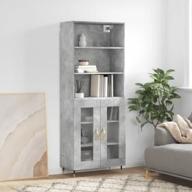 Hohes Sideboard aus betongrauem Sperrholz, 69,5 x 34 x 180 cm von vidaXL, Sideboards - Ref: Foro24-3189297, Preis: 127,96 €, ...