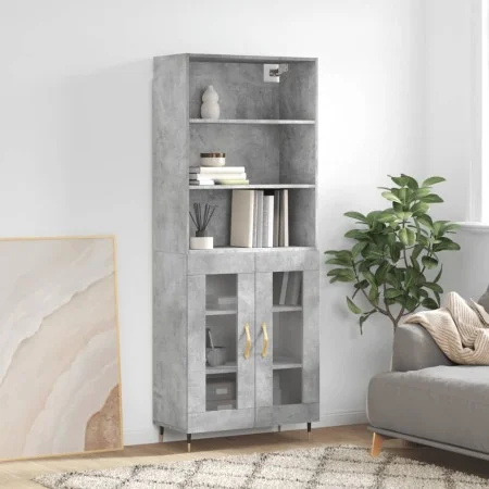 Concrete gray plywood tall sideboard 69.5x34x180 cm by vidaXL, Sideboards - Ref: Foro24-3189297, Price: 127,64 €, Discount: %