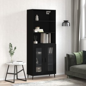 Aparador alto madera contrachapada negro 69,5x34x180 cm de vidaXL, Aparadores - Ref: Foro24-3189334, Precio: 157,76 €, Descue...