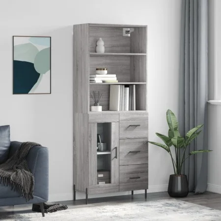 Aparador alto madera contrachapada gris sonoma 69,5x34x180 cm de vidaXL, Aparadores - Ref: Foro24-3189523, Precio: 160,54 €, ...