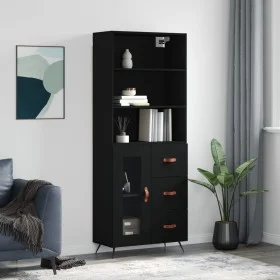 Hohes schwarzes Sperrholz-Sideboard 69,5 x 34 x 180 cm von vidaXL, Sideboards - Ref: Foro24-3189478, Preis: 157,35 €, Rabatt: %