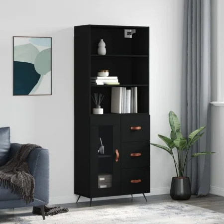 Hohes schwarzes Sperrholz-Sideboard 69,5 x 34 x 180 cm von vidaXL, Sideboards - Ref: Foro24-3189478, Preis: 157,35 €, Rabatt: %