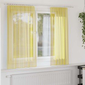 Cortinas de gasa con bolsillos para varillas 2 uds. amarillo Cortinas de gasa con bolsillos para varillas 2 uds.