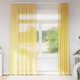 Cortinas de gasa con bolsillos para varillas 2 uds. amarillo Cortinas de gasa con bolsillos para varillas 2 uds.
