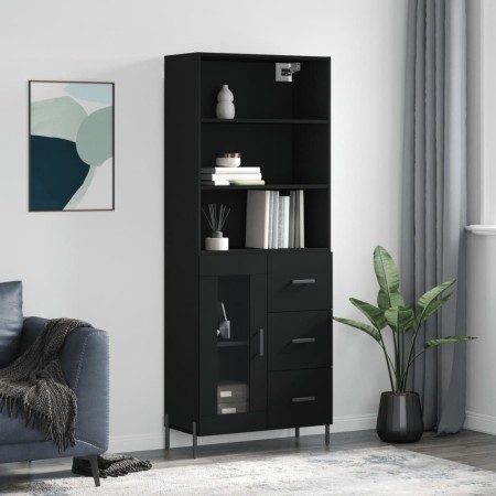 Aparador alto madera contrachapada negro 69,5x34x180 cm de vidaXL, Aparadores - Ref: Foro24-3189518, Precio: 179,93 €, Descue...
