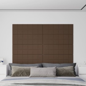 Paneles de pared 12 uds tela marrón 90x30 cm 3,24 m²