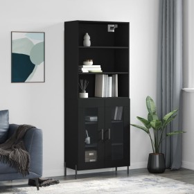 Hohes schwarzes Sperrholz-Sideboard 69,5 x 34 x 180 cm von vidaXL, Sideboards - Ref: Foro24-3189326, Preis: 162,54 €, Rabatt: %