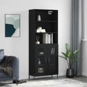 Hohes schwarzes Sperrholz-Sideboard 69,5 x 34 x 180 cm von vidaXL, Sideboards - Ref: Foro24-3189326, Preis: 152,74 €, Rabatt: %