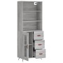 Aparador alto madera contrachapada gris sonoma 69,5x34x180 cm de vidaXL, Aparadores - Ref: Foro24-3189483, Precio: 159,38 €, ...