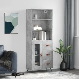 Hohes Sideboard aus betongrauem Sperrholz, 69,5 x 34 x 180 cm von vidaXL, Sideboards - Ref: Foro24-3189481, Preis: 142,72 €, ...