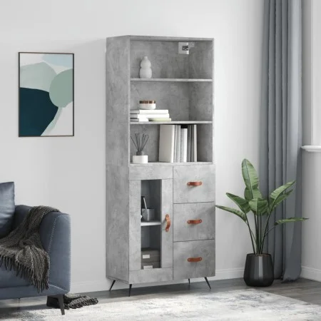 Hohes Sideboard aus betongrauem Sperrholz, 69,5 x 34 x 180 cm von vidaXL, Sideboards - Ref: Foro24-3189481, Preis: 142,43 €, ...