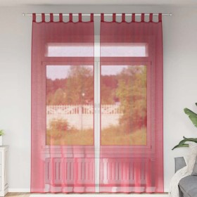 Cortinas de gasa con bolsillos para varillas 2 uds. rojo vino Cortinas de gasa con bolsillos para varillas 2 uds.