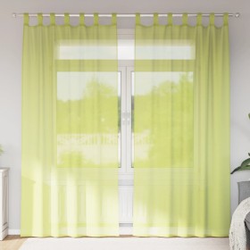 Cortinas de gasa con trabillas 2 uds. verde manzana Cortinas de gasa con trabillas 2 uds.