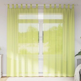 Cortinas de gasa con trabillas 2 uds. verde manzana Cortinas de gasa con trabillas 2 uds.
