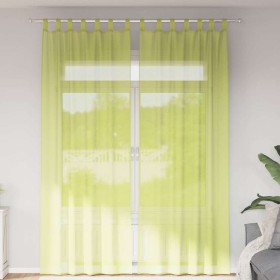 Cortinas de gasa con trabillas 2 uds. verde manzana Cortinas de gasa con trabillas 2 uds.