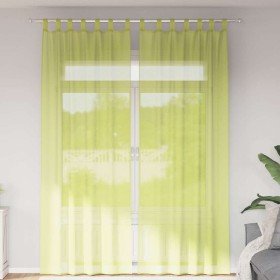 Cortinas de gasa con trabillas 2 uds. verde manzana Cortinas de gasa con trabillas 2 uds.