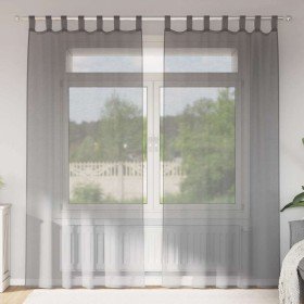 Cortinas de gasa con trabillas 2 uds gris oscuro 140x225 cm Cortinas de gasa con trabillas 2 uds gris oscuro 140x225 cm