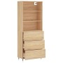 Aparador alto madera contrachapada color roble 69,5x34x180 cm