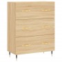 Aparador alto madera contrachapada color roble 69,5x34x180 cm