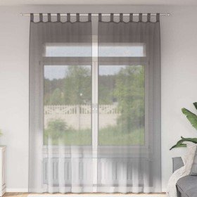 Cortinas de gasa con trabillas 2 uds gris oscuro 140x260 cm Cortinas de gasa con trabillas 2 uds gris oscuro 140x260 cm