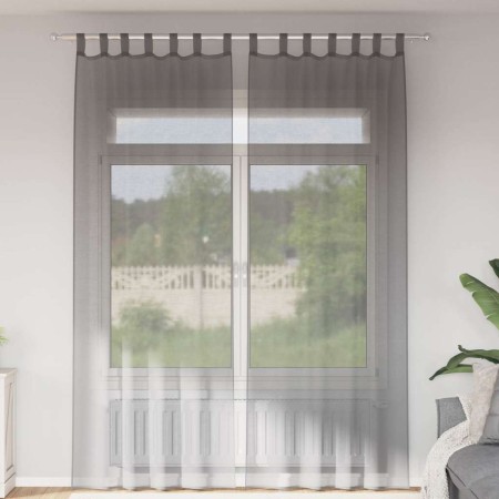 Cortinas de gasa con trabillas 2 uds gris oscuro 140x260 cm