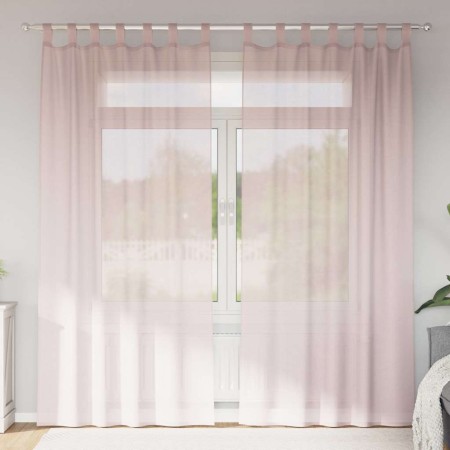 Cortinas de gasa con trabillas 2 uds rosa claro 140x245 cm
