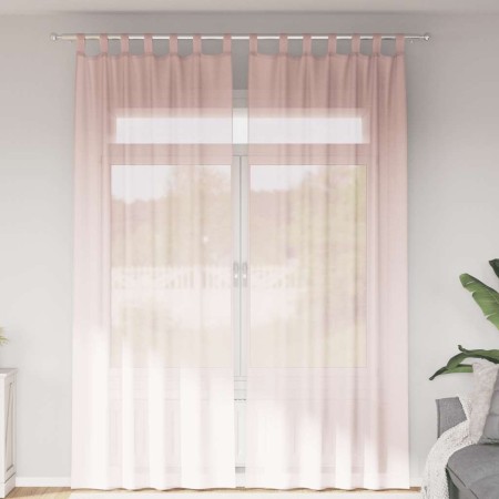 Cortinas de gasa con trabillas 2 uds rosa claro 140x260 cm