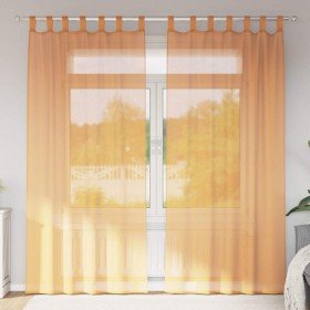 Cortinas de gasa con trabillas 2 uds naranja 140x225 cm Cortinas de gasa con trabillas 2 uds naranja 140x225 cm