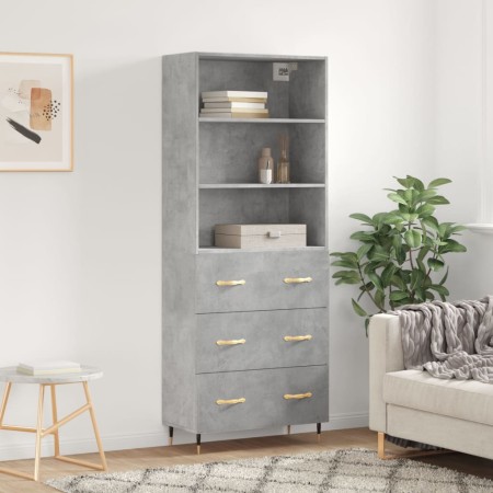 Aparador alto madera contrachapada gris hormigón 69,5x34x180 cm de vidaXL, Aparadores - Ref: Foro24-3189361, Precio: 150,49 €...