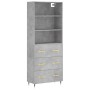 Aparador alto madera contrachapada gris hormigón 69,5x34x180 cm de vidaXL, Aparadores - Ref: Foro24-3189361, Precio: 150,49 €...