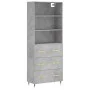 Hohes Sideboard aus betongrauem Sperrholz, 69,5 x 34 x 180 cm von vidaXL, Sideboards - Ref: Foro24-3189361, Preis: 141,44 €, ...