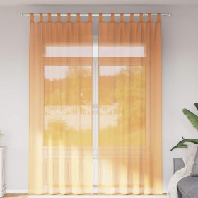 Cortinas de gasa con trabillas 2 uds naranja 140x260 cm Cortinas de gasa con trabillas 2 uds naranja 140x260 cm