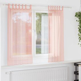 Cortinas de gasa con trabillas 2 uds rosa 140x140 cm Cortinas de gasa con trabillas 2 uds rosa 140x140 cm