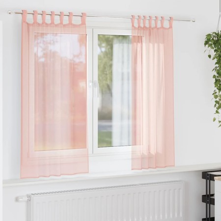 Cortinas de gasa con trabillas 2 uds rosa 140x140 cm