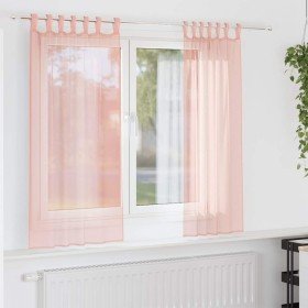 Cortinas de gasa con trabillas 2 uds rosa 140x175 cm Cortinas de gasa con trabillas 2 uds rosa 140x175 cm
