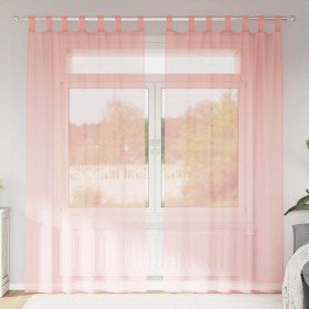 Cortinas de gasa con trabillas 2 uds rosa 140x245 cm Cortinas de gasa con trabillas 2 uds rosa 140x245 cm