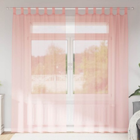 Cortinas de gasa con trabillas 2 uds rosa 140x245 cm