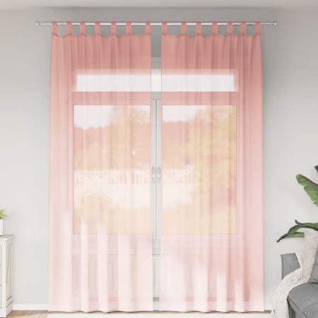 Cortinas de gasa con trabillas 2 uds rosa 140x260 cm