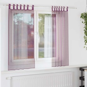 Cortinas de gasa con trabillas 2 uds morado 140x140 cm Cortinas de gasa con trabillas 2 uds morado 140x140 cm