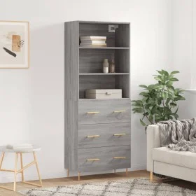 Aparador alto madera contrachapada gris sonoma 69,5x34x180 cm von vidaXL, Sideboards - Ref: Foro24-3189371, Preis: 150,20 €, ...
