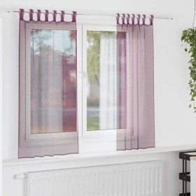 Cortinas de gasa con trabillas 2 uds morado 140x175 cm Cortinas de gasa con trabillas 2 uds morado 140x175 cm